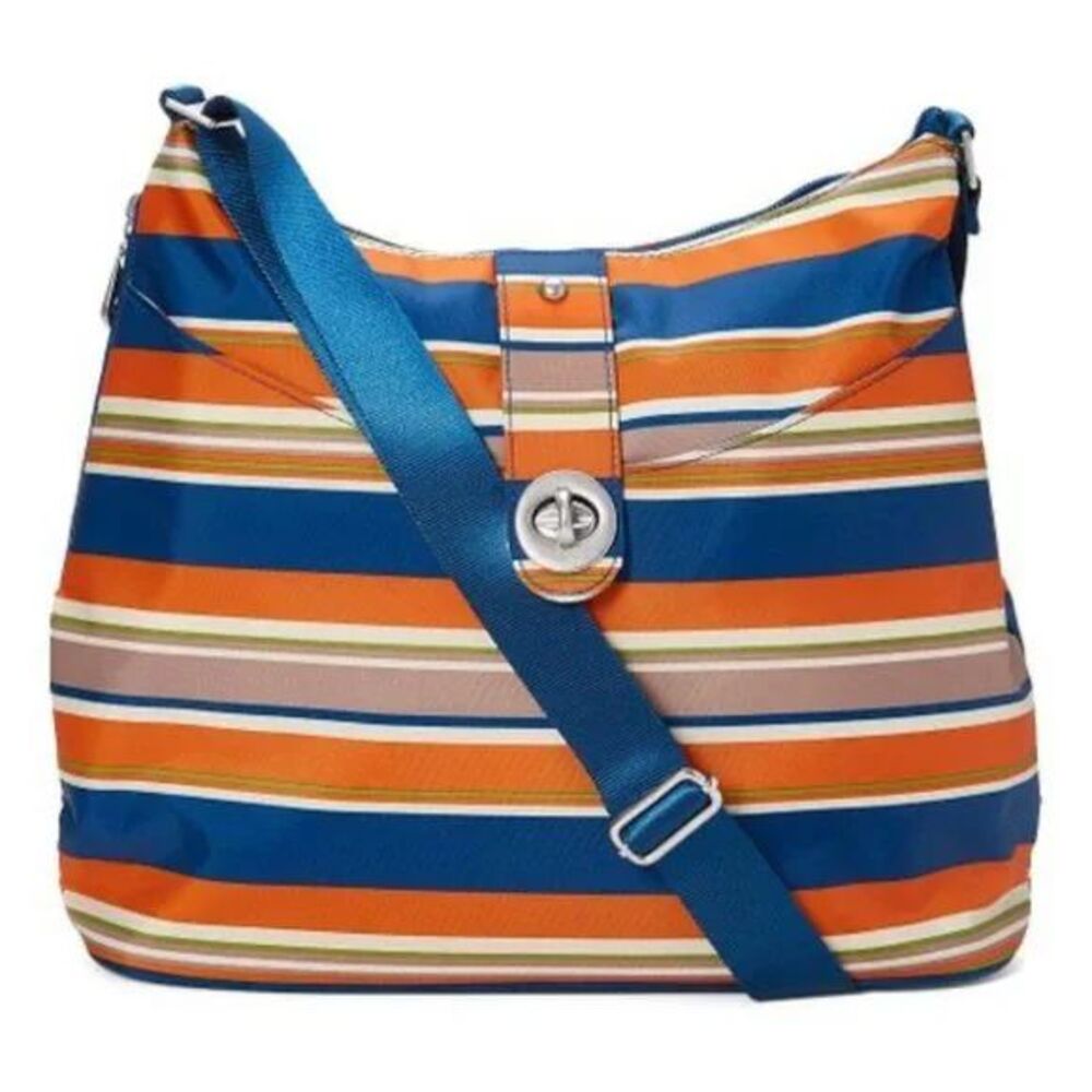 Baggallini Cross Body Bag One Size Pacific Stripe Canvas Adjustable Strap
